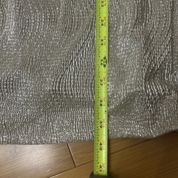 Lauren Ralph Lauren Metallic Silver Faux Wrap Sheath Dress Ruched Bodycon Sz 10 - Picture 6 of 8